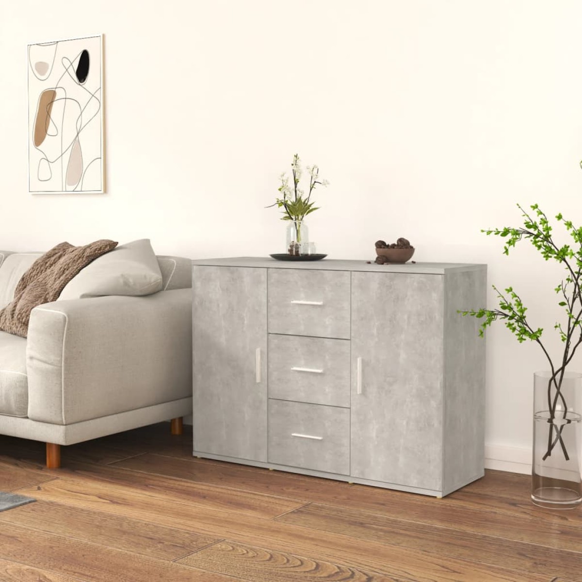 vidaXL Ντουλάπι Γκρι Σκυροδέματος 91x29,5x65 εκ. Επεξεργασμένο Ξύλο