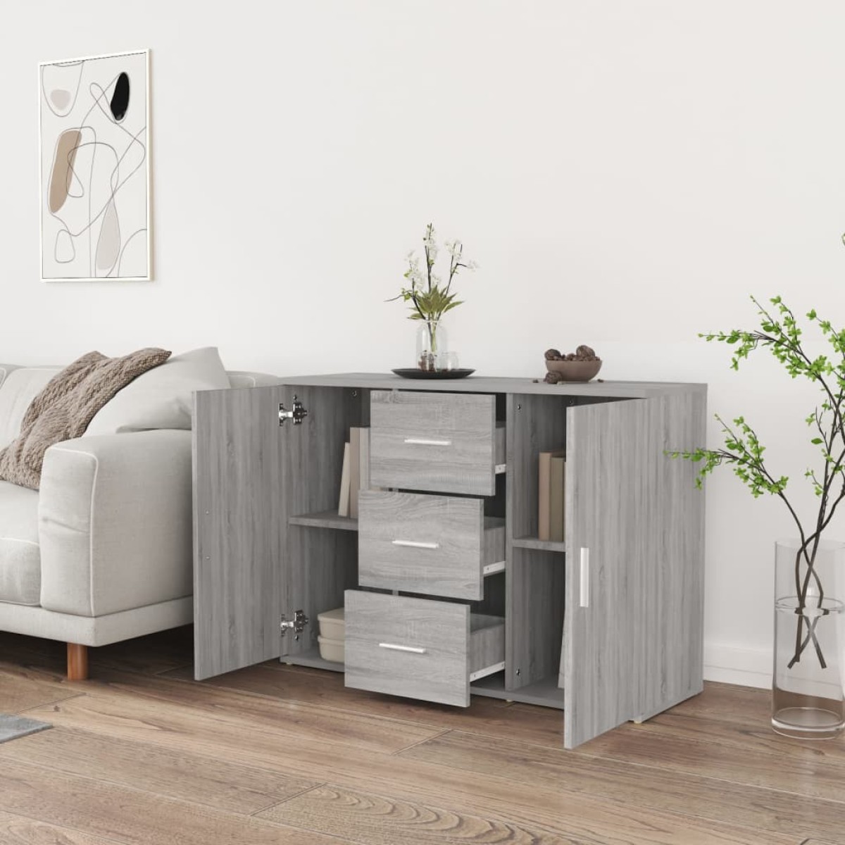 vidaXL Ντουλάπι Γκρι Sonoma 91 x 29,5 x 65 εκ. από Επεξεργασμένο Ξύλο