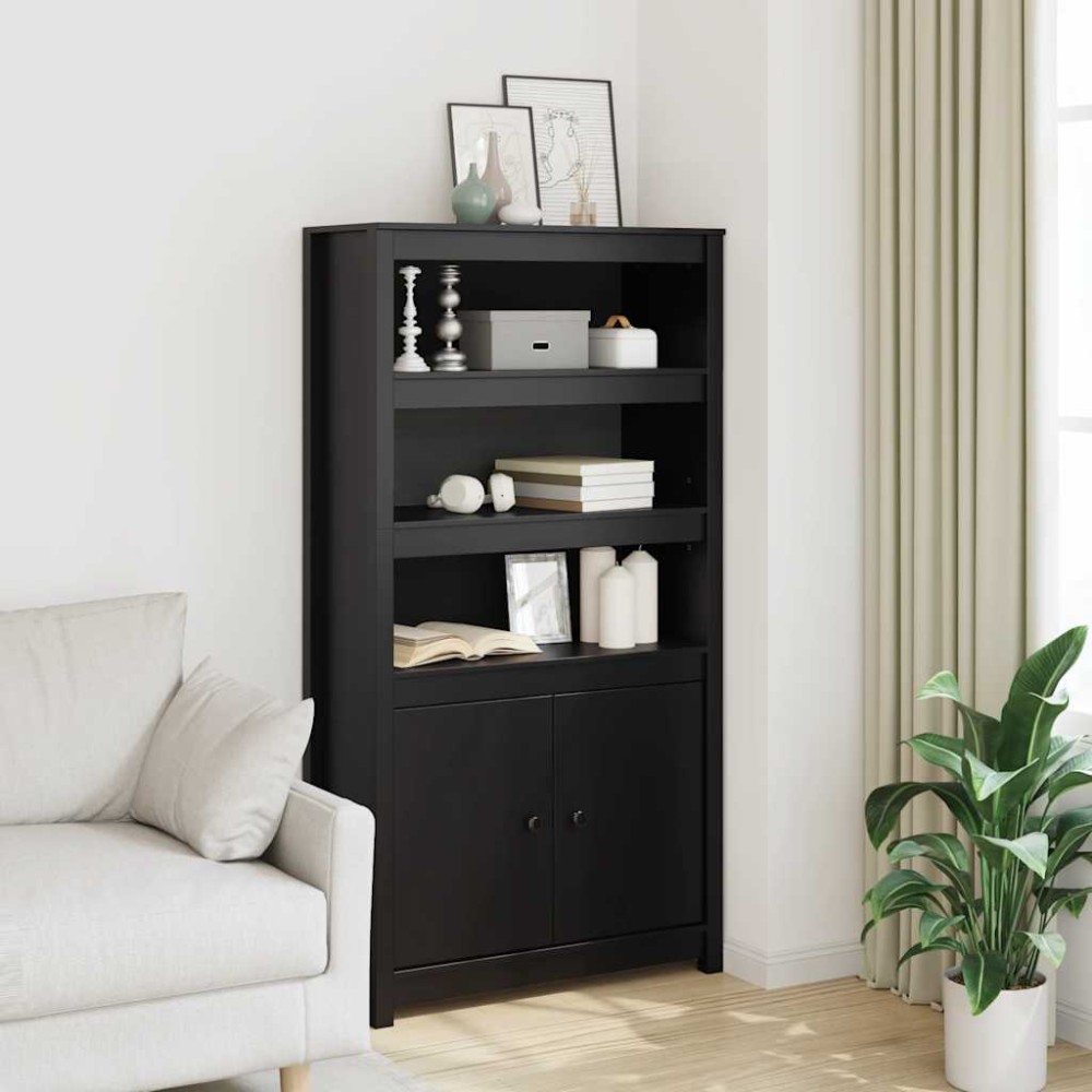 vidaXL Ντουλάπι Μαύρο 80x35x154 εκ. από Μασίφ Ξύλο Πεύκου
