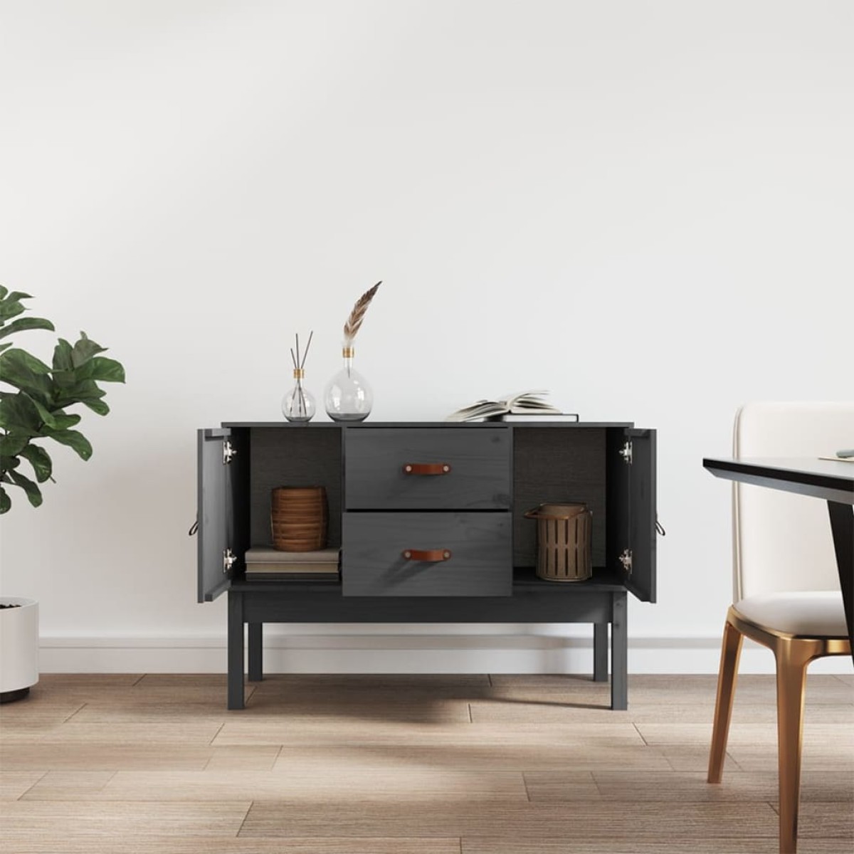 vidaXL Συρταριέρα Γκρι 110x40x78 εκ. από Μασίφ Ξύλο Πεύκου