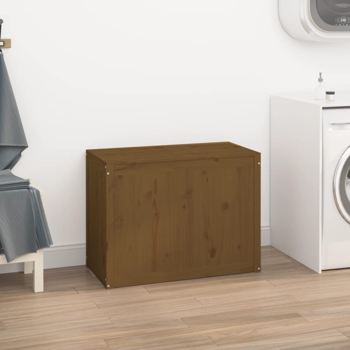 vidaXL Καλάθι Ρούχων Καφέ μελί 88,5x44x66 εκ από Μασίφ Ξύλο Πεύκου