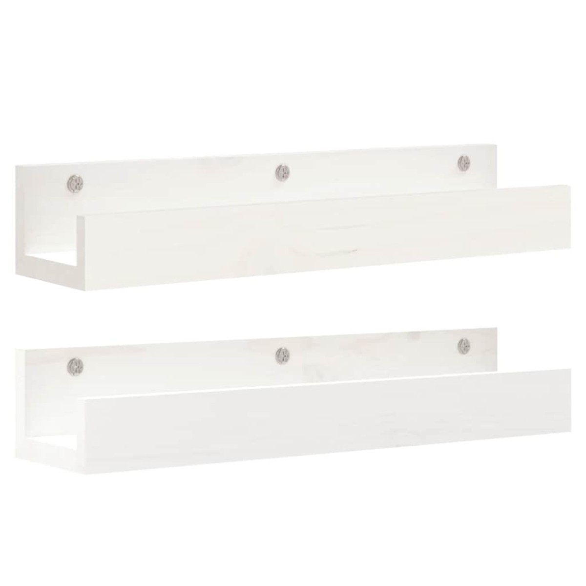 vidaXL Ράφια Τοίχου 2 τεμ. Λευκό 50x12x9 εκ. από Μασίφ Ξύλο Πεύκου