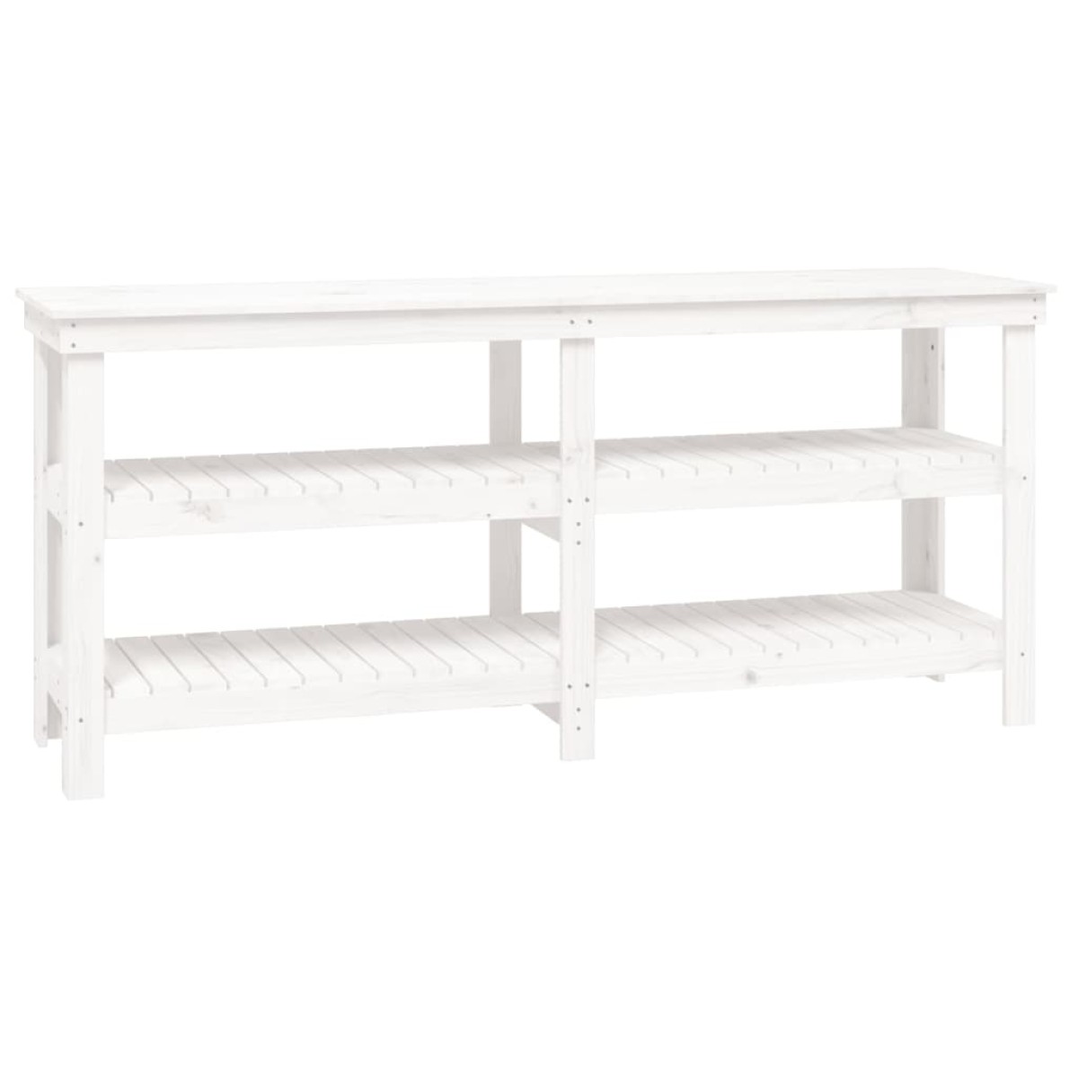 vidaXL Πάγκος Εργασίας Λευκός 181 x 50 x 80 εκ. από Μασίφ Ξύλο Πεύκου