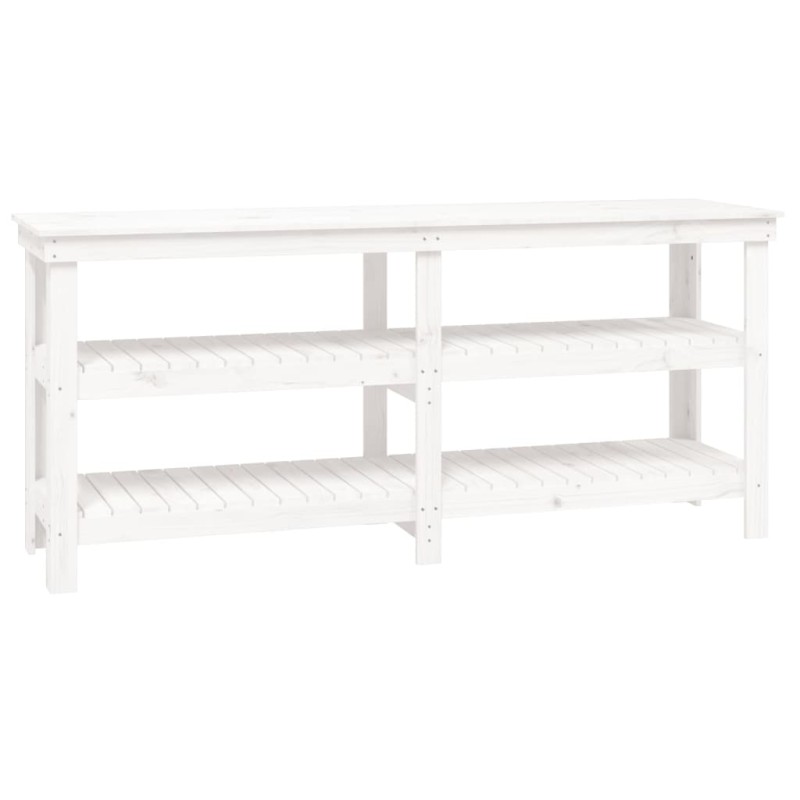 vidaXL Πάγκος Εργασίας Λευκός 181 x 50 x 80 εκ. από Μασίφ Ξύλο Πεύκου