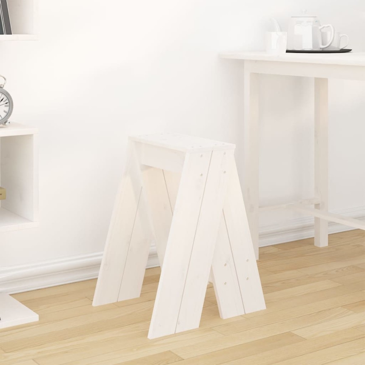 vidaXL Σκαμπό 2 Τεμ. Λευκή 40x40x60 εκ. από Μασίφ Ξύλο Πεύκου
