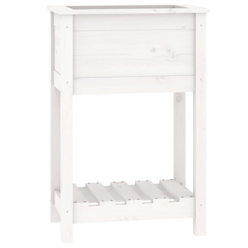 vidaXL Ζαρντινιέρα με Ράφι Λευκή 54 x 34,5 x 81 εκ. Μασίφ Ξύλο Πεύκου