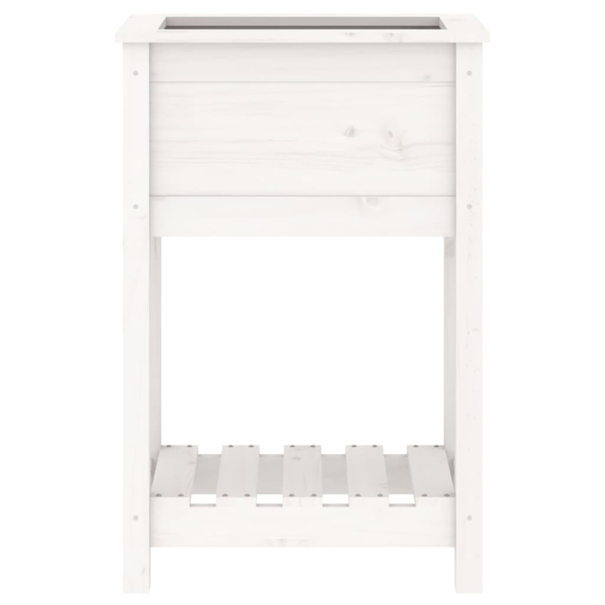 vidaXL Ζαρντινιέρα με Ράφι Λευκή 54 x 34,5 x 81 εκ. Μασίφ Ξύλο Πεύκου