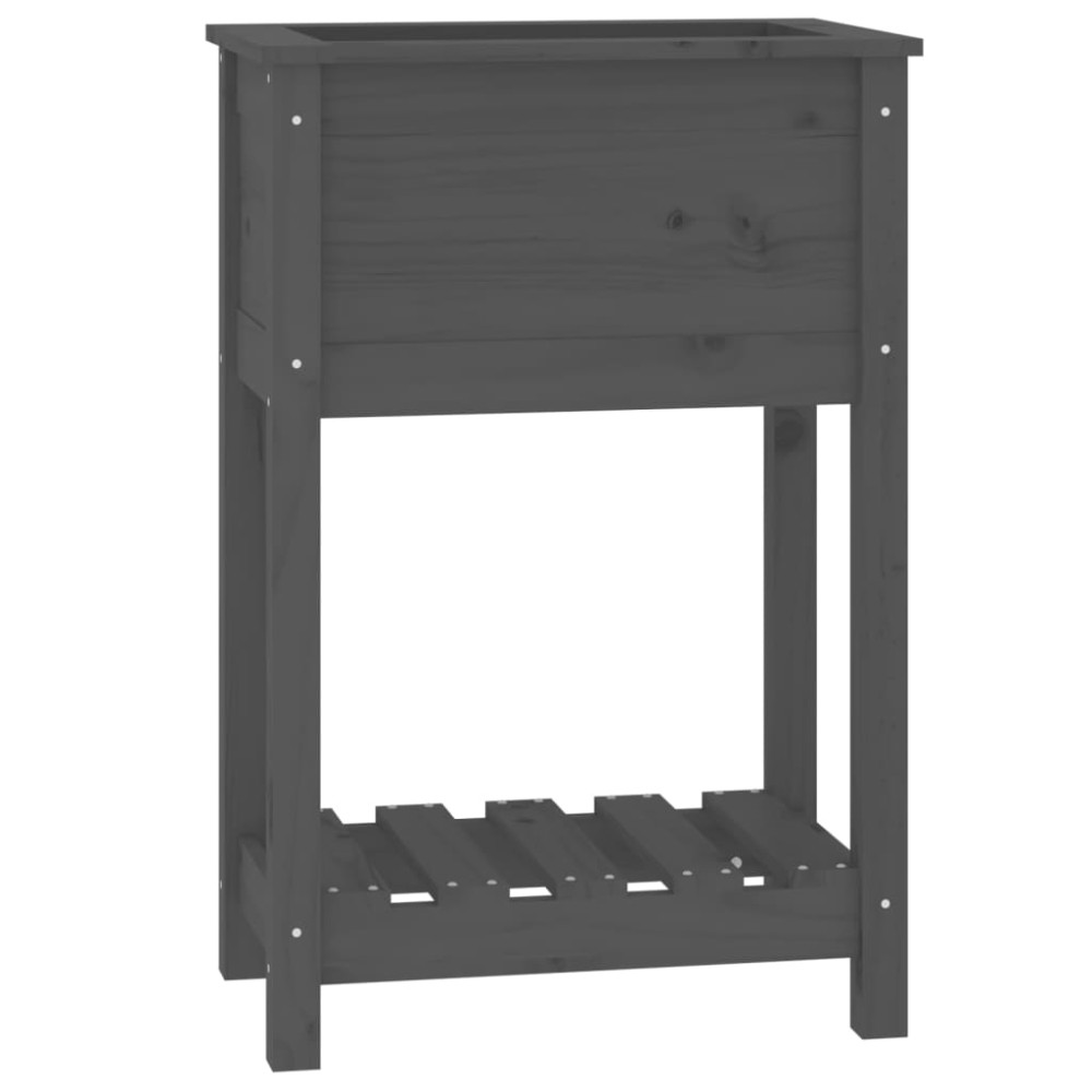 vidaXL Ζαρντινιέρα με Ράφι Γκρι 54x34,5x81 εκ. Μασίφ Ξύλο Πεύκου