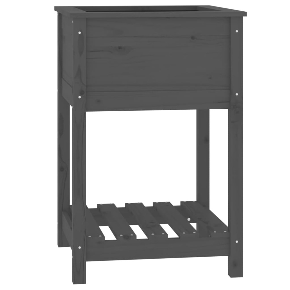 vidaXL Ζαρντινιέρα με Ράφι Γκρι 54 x 54 x 81 εκ. Μασίφ Ξύλο Πεύκου