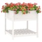 vidaXL Ζαρντινιέρα με Ράφι Λευκή 82,5x82,5x81 εκ. Μασίφ Ξύλο Πεύκου