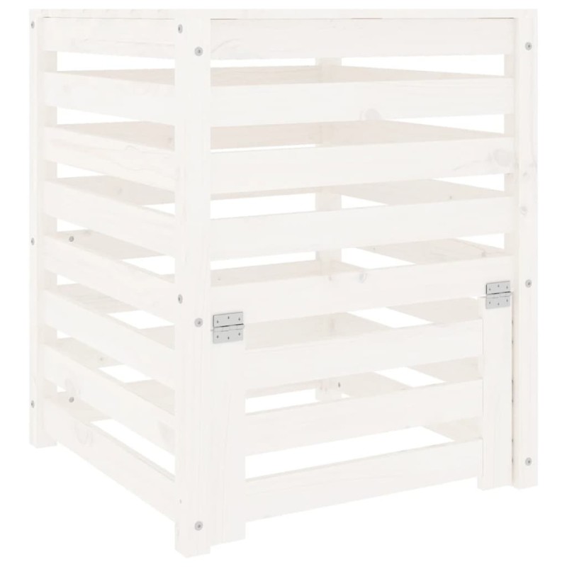 vidaXL Κομποστοποιητής Λευκός 63,5x63,5x77,5 εκ. από Μασίφ Ξύλο Πεύκου