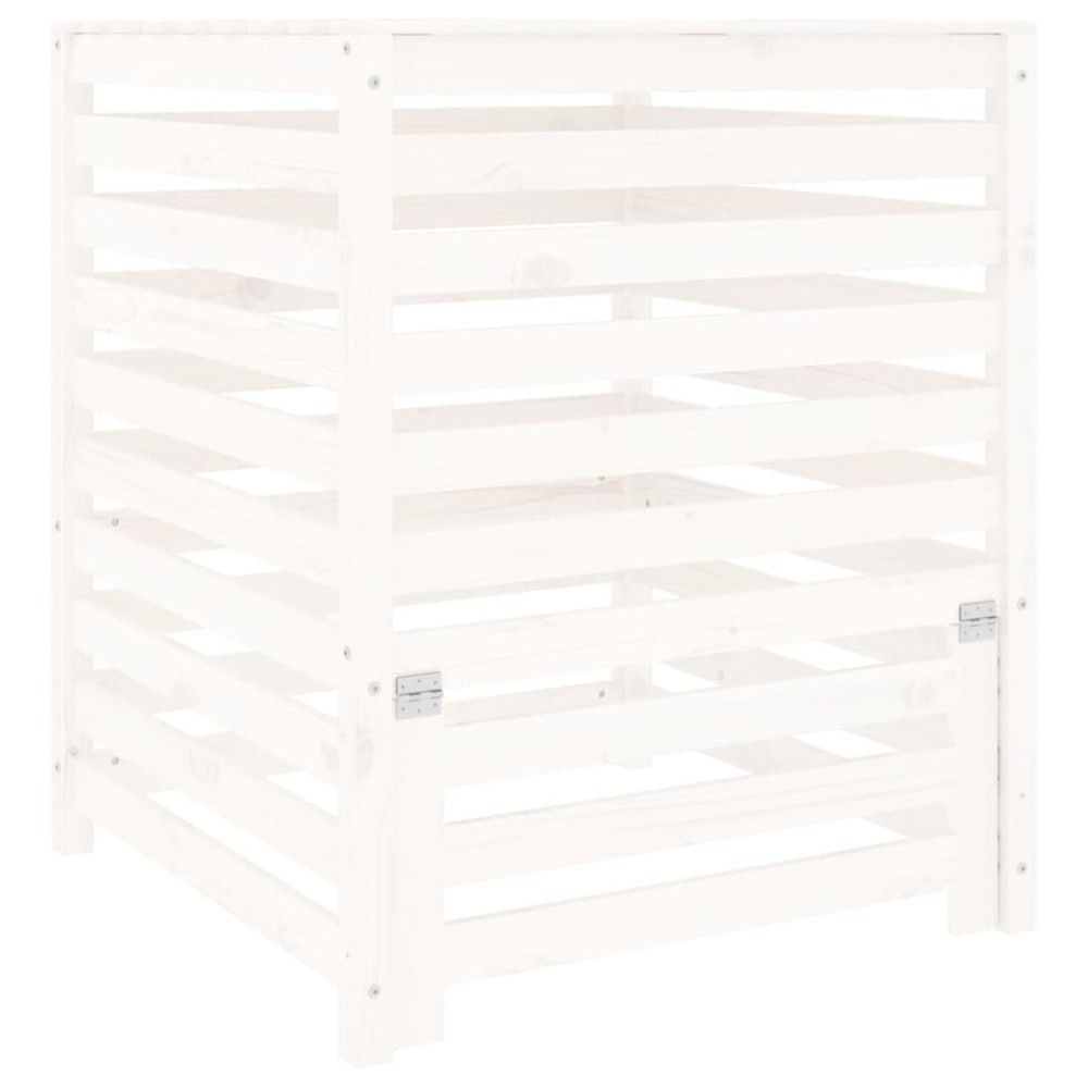 vidaXL Κομποστοποιητής Λευκός 82,5x82,5x99,5 εκ. από Μασίφ Ξύλο Πεύκου