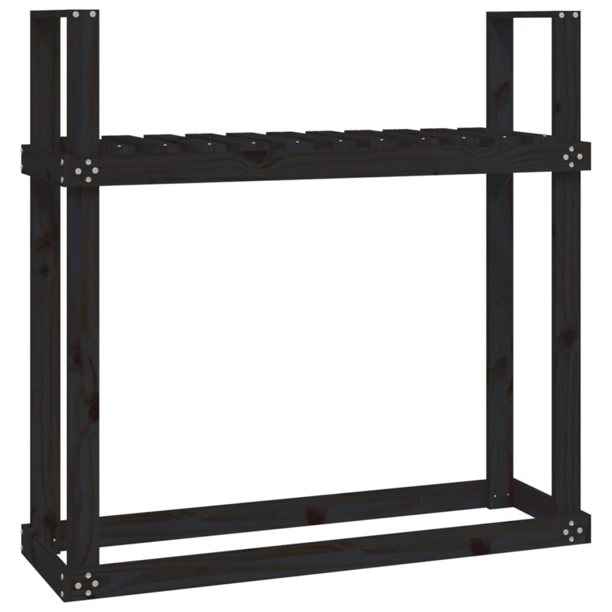 vidaXL Ραφιέρα Καυσόξυλων Μαύρο 110x35x108,5 εκ. από Μασίφ Ξύλο Πεύκου
