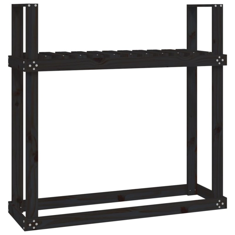 vidaXL Ραφιέρα Καυσόξυλων Μαύρο 110x35x108,5 εκ. από Μασίφ Ξύλο Πεύκου