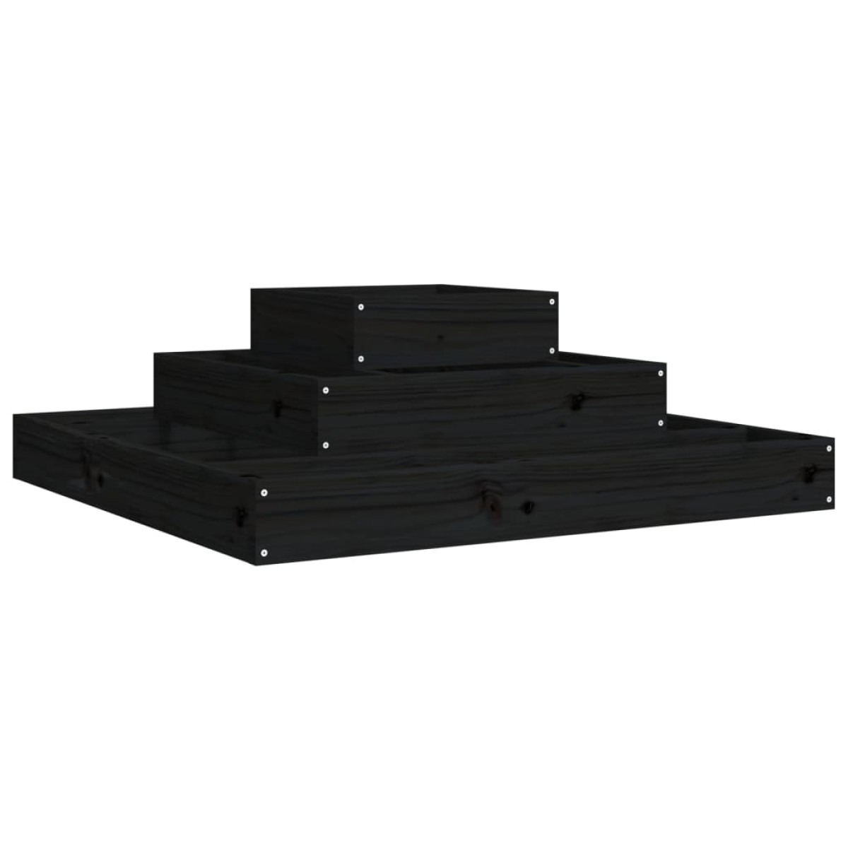 vidaXL Ζαρντινιέρα Μαύρο 80 x 80 x 27 εκ. από Μασίφ Ξύλο Πεύκου