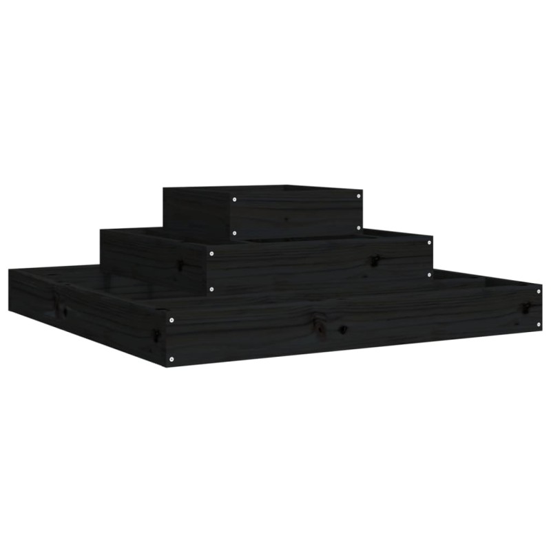vidaXL Ζαρντινιέρα Μαύρο 80 x 80 x 27 εκ. από Μασίφ Ξύλο Πεύκου