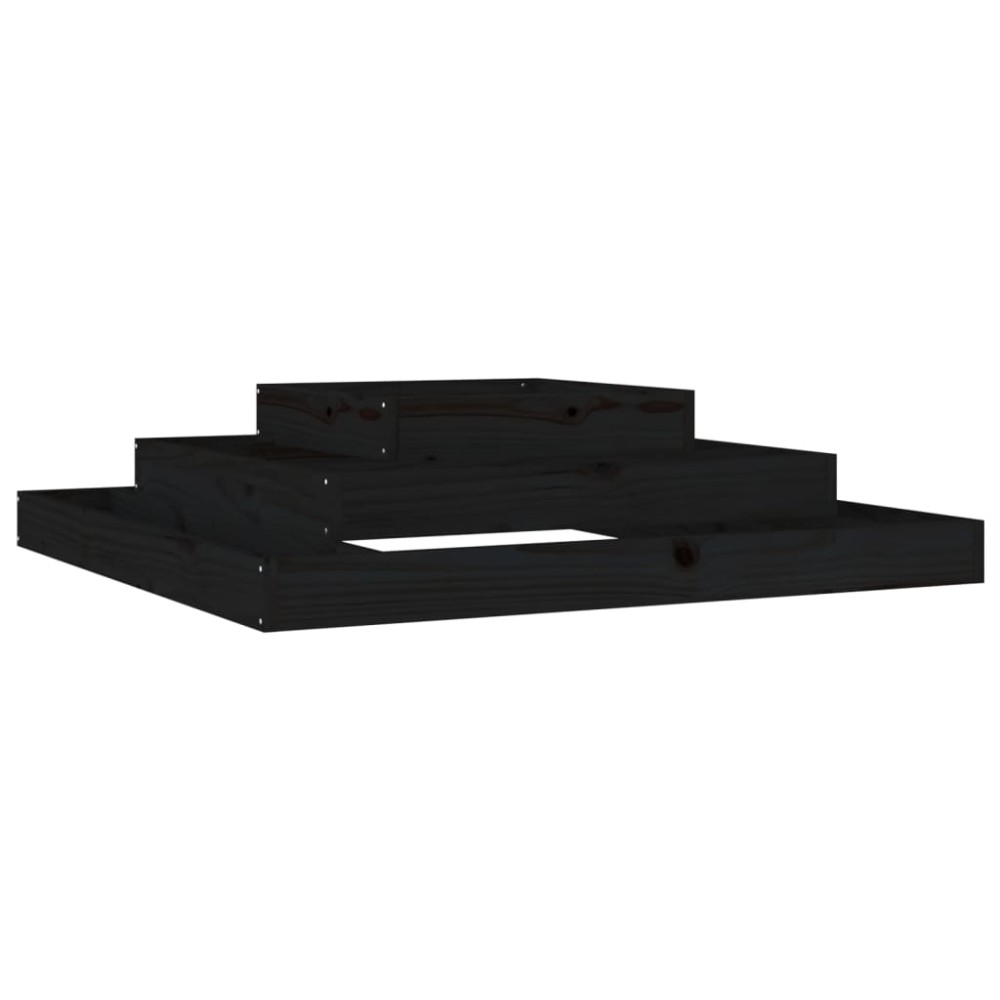 vidaXL Ζαρντινιέρα Μαύρη 110 x 110 x 27 εκ. από Μασίφ Ξύλο Πεύκου