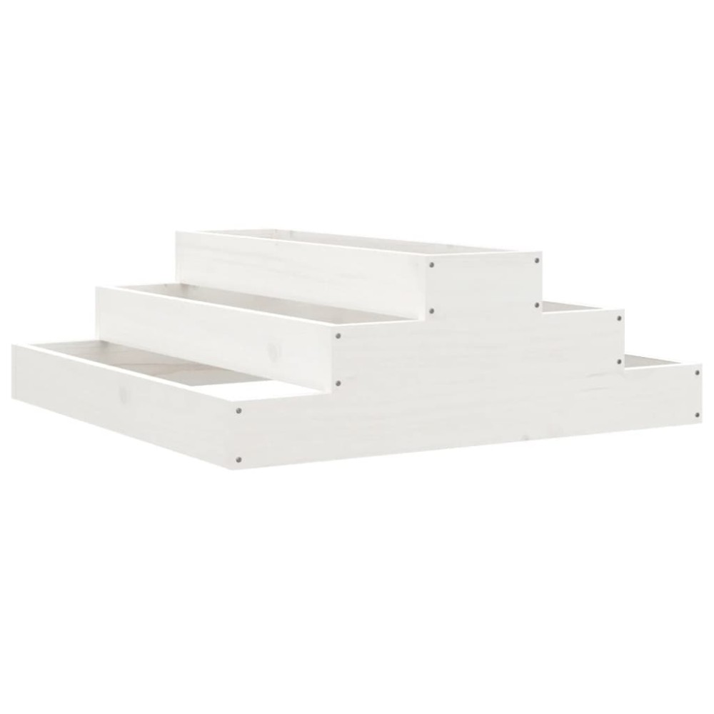vidaXL Ζαρντινιέρα Λευκή 80 x 80 x 27 εκ. από Μασίφ Ξύλο Πεύκου