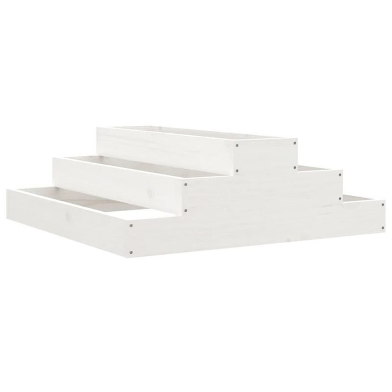 vidaXL Ζαρντινιέρα Λευκή 80 x 80 x 27 εκ. από Μασίφ Ξύλο Πεύκου