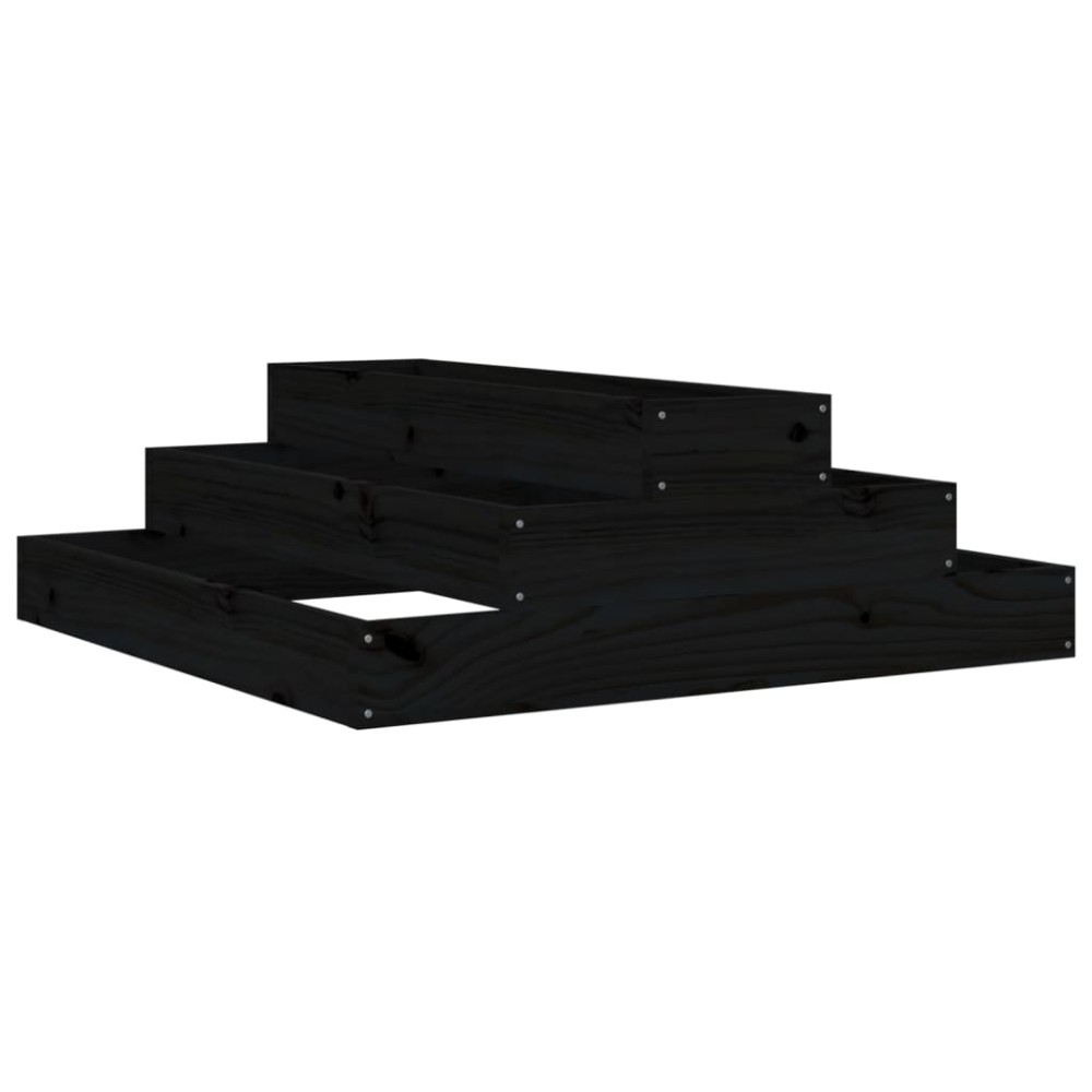 vidaXL Ζαρντινιέρα Μαύρο 80 x 80 x 27 εκ. από Μασίφ Ξύλο Πεύκου