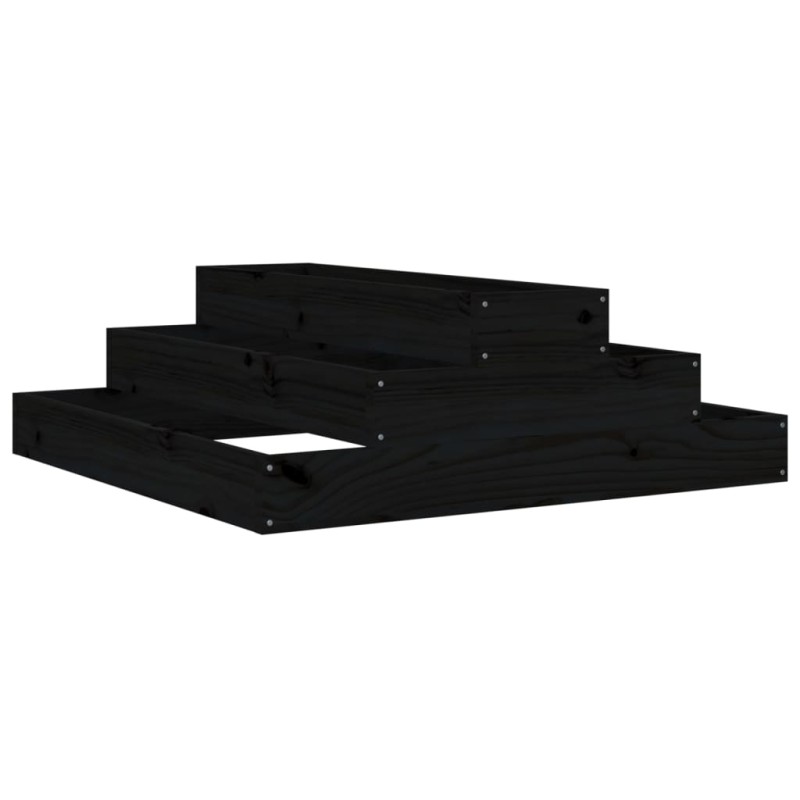 vidaXL Ζαρντινιέρα Μαύρο 80 x 80 x 27 εκ. από Μασίφ Ξύλο Πεύκου