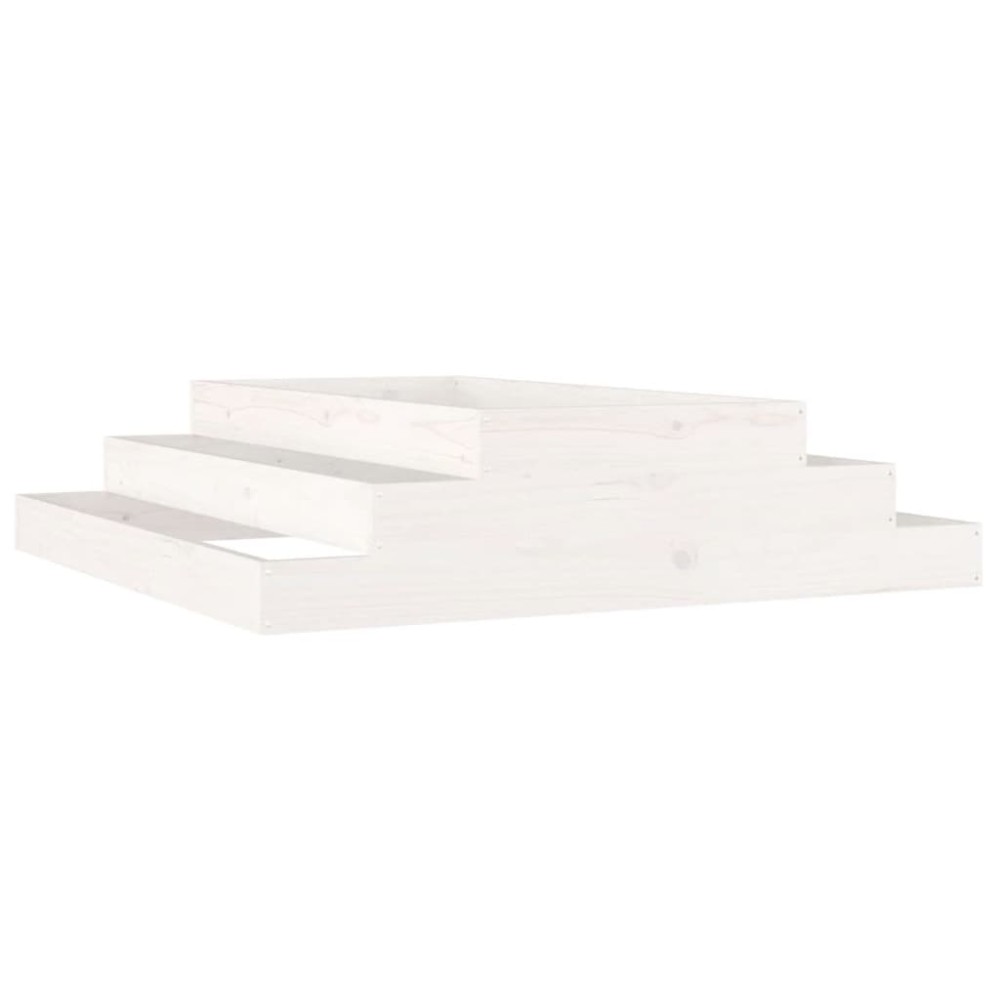 vidaXL Ζαρντινιέρα Λευκή 110 x 110 x 27 εκ. από Μασίφ Ξύλο Πεύκου