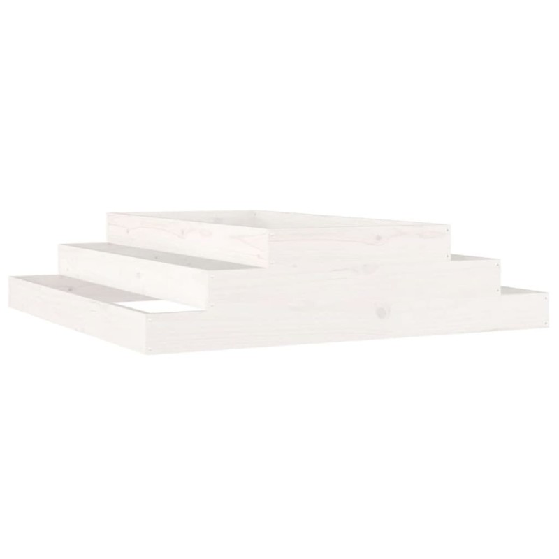 vidaXL Ζαρντινιέρα Λευκή 110 x 110 x 27 εκ. από Μασίφ Ξύλο Πεύκου