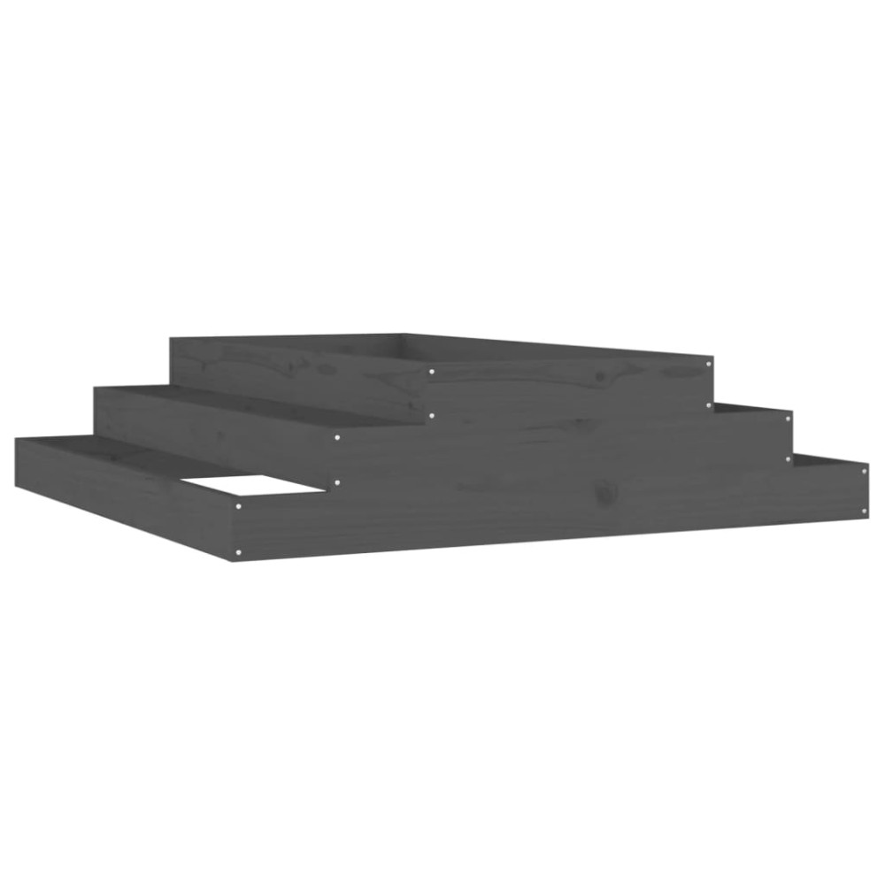 vidaXL Ζαρντινιέρα Γκρι 110 x 110 x 27 εκ. από Μασίφ Ξύλο Πεύκου