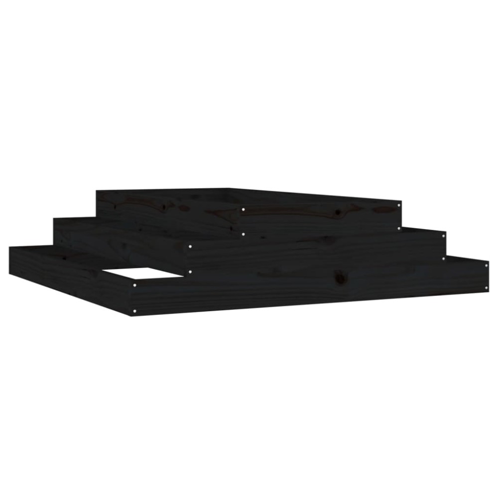 vidaXL Ζαρντινιέρα Μαύρη 110 x 110 x 27 εκ. από Μασίφ Ξύλο Πεύκου