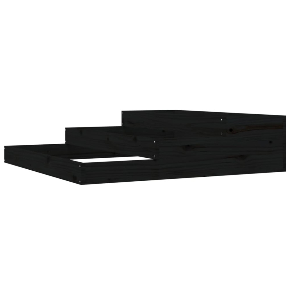vidaXL Ζαρντινιέρα Μαύρο 107 x 107 x 27 εκ. από Μασίφ Ξύλο Πεύκου