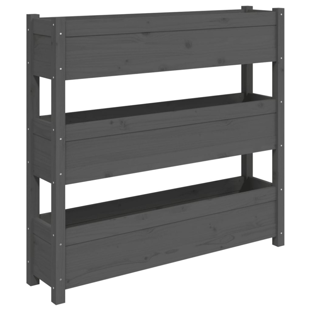 vidaXL Ζαρντινιέρα 112 x 25 x 104,5 εκ. Γκρι από Μασίφ Ξύλο Πεύκου