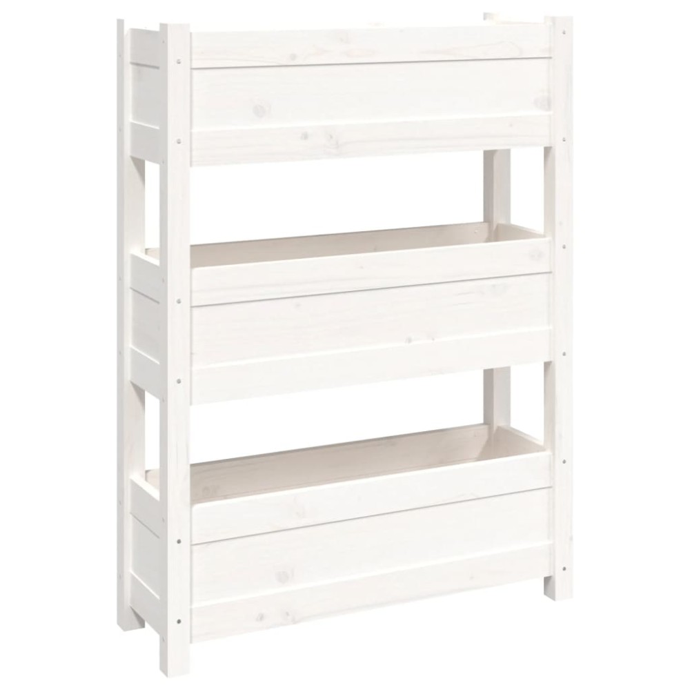 vidaXL Ζαρντινιέρα Λευκή 77x25x104,5 εκ. από Μασίφ Ξύλο Πεύκου