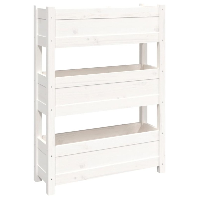 vidaXL Ζαρντινιέρα Λευκή 77x25x104,5 εκ. από Μασίφ Ξύλο Πεύκου