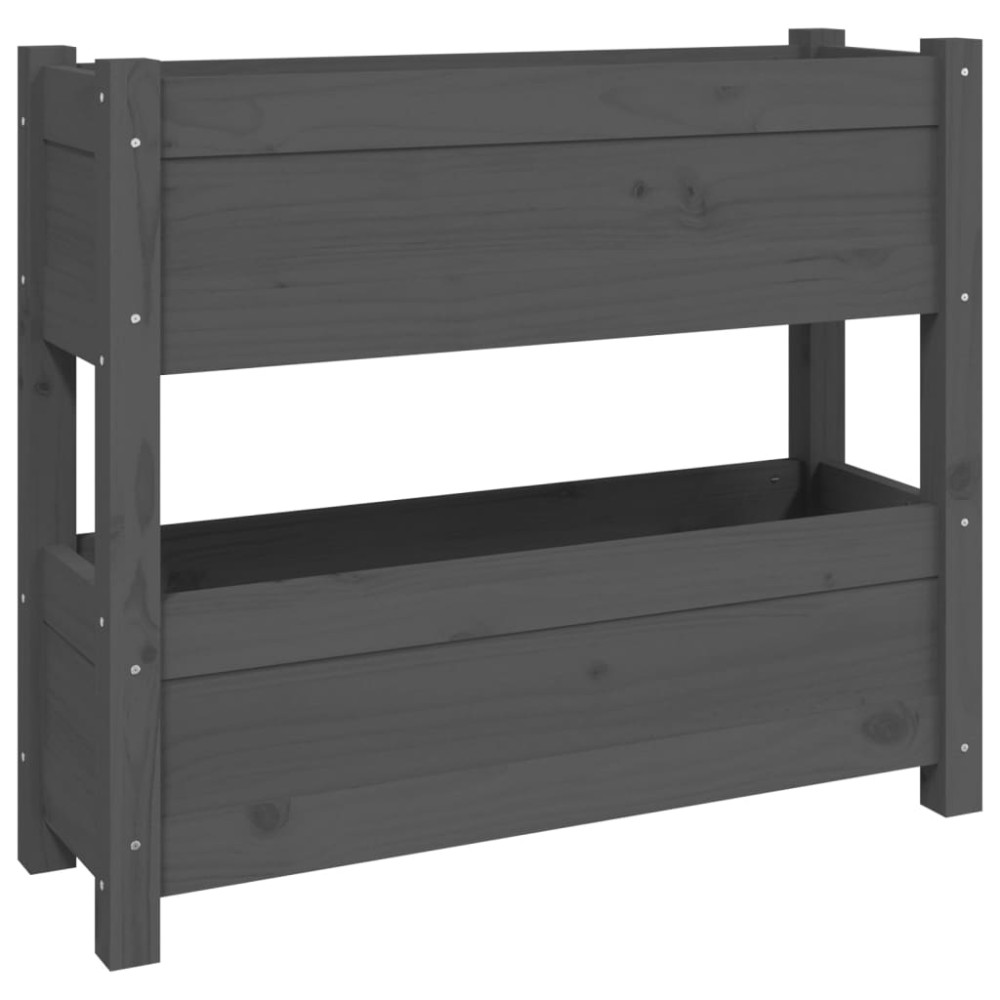 vidaXL Ζαρντινιέρα Γκρι 77 x 25 x 66 εκ. από Μασίφ Ξύλο Πεύκου