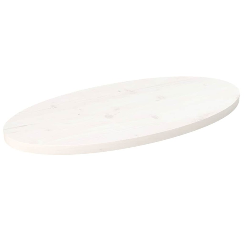 vidaXL Επιφάνεια Τραπεζιού Οβάλ Λευκή 70x35x2,5 εκ. Μασίφ Ξύλο Πεύκου