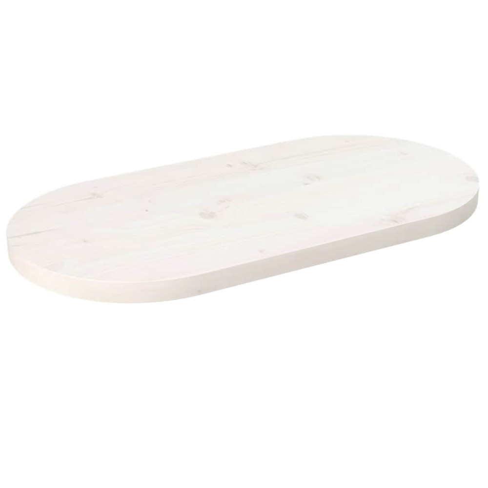 vidaXL Επιφάνεια Τραπεζιού Οβάλ Λευκή 60x30x2,5 εκ. Μασίφ Ξύλο Πεύκου