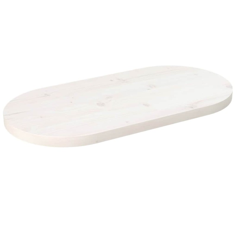 vidaXL Επιφάνεια Τραπεζιού Οβάλ Λευκή 60x30x2,5 εκ. Μασίφ Ξύλο Πεύκου