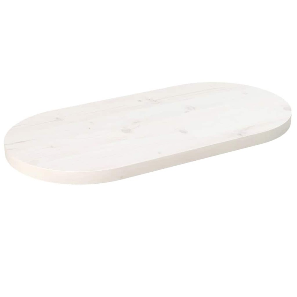 vidaXL Επιφάνεια Τραπεζιού Οβάλ Λευκή 70x35x2,5 εκ. Μασίφ Ξύλο Πεύκου