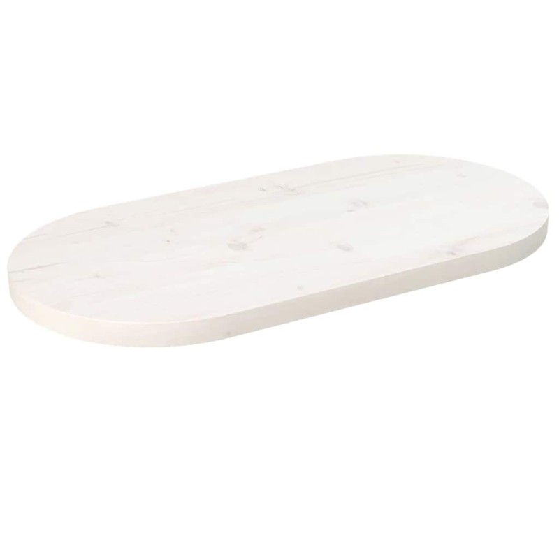 vidaXL Επιφάνεια Τραπεζιού Οβάλ Λευκή 70x35x2,5 εκ. Μασίφ Ξύλο Πεύκου