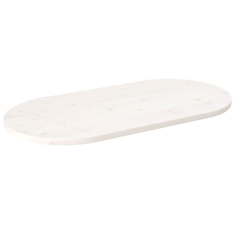 vidaXL Επιφάνεια Τραπεζιού Οβάλ Λευκή 100x50x2,5 εκ. Μασίφ Ξύλο Πεύκου