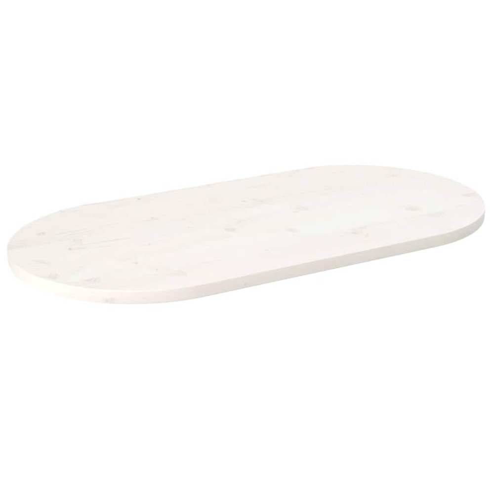 vidaXL Επιφάνεια Τραπεζιού Οβάλ Λευκή 110x55x2,5 εκ. Μασίφ Ξύλο Πεύκου