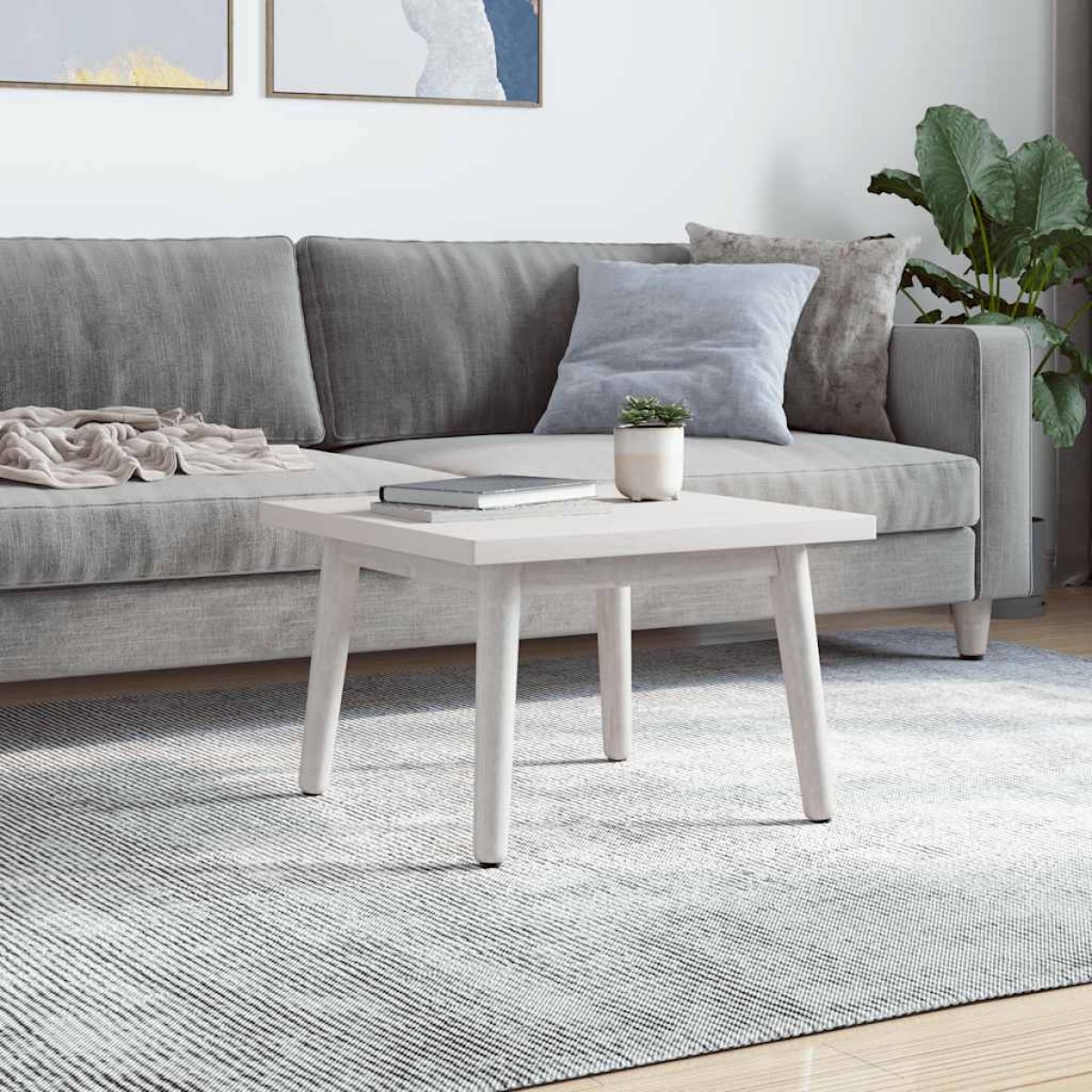 vidaXL Επιφάνεια Τραπεζιού Τετράγωνη Λευκή 40x40x2,5 εκ. Μασίφ Πεύκο