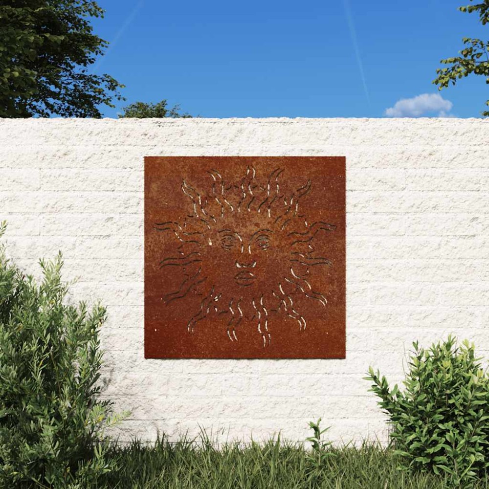 vidaXL Διακοσμητικό Κήπου Επιτοίχιο Σχ. Ήλιος 55x55 εκ. Ατσάλι Corten