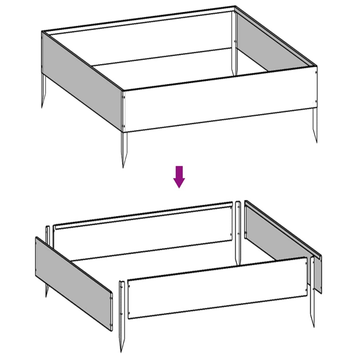 vidaXL Ζαρντινιέρα 100 x 100 x 33,5 εκ. από Ατσάλι Σκληρυθέν στον Αέρα