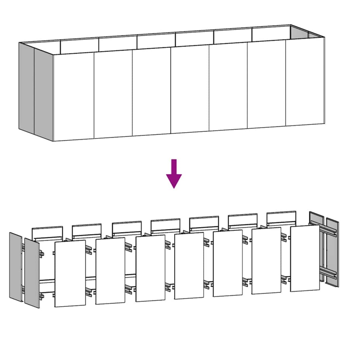vidaXL Ζαρντινιέρα 280 x 80 x 80 εκ. από Ατσάλι Σκληρυθέν στον Αέρα