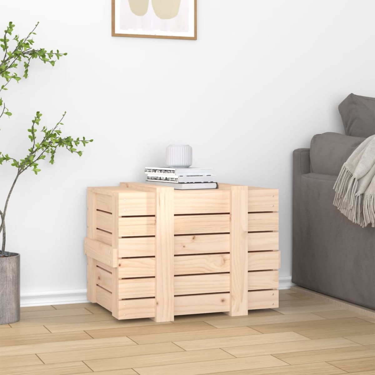 vidaXL Κουτί Αποθήκευσης 58 x 40,5 x 42 εκ. από Μασίφ Ξύλο Πεύκου