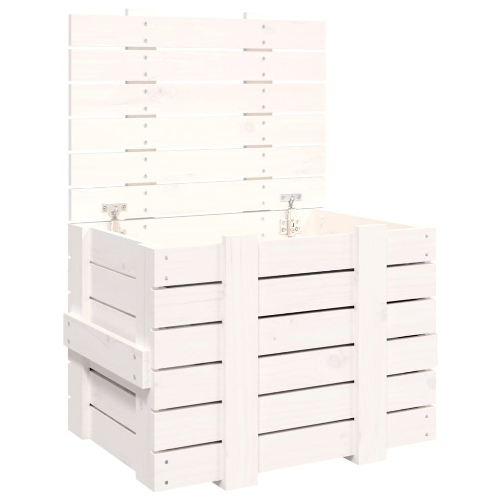 vidaXL Κουτί Αποθήκευσης Λευκό 58x40,5x42 εκ. από Μασίφ Ξύλο Πεύκου