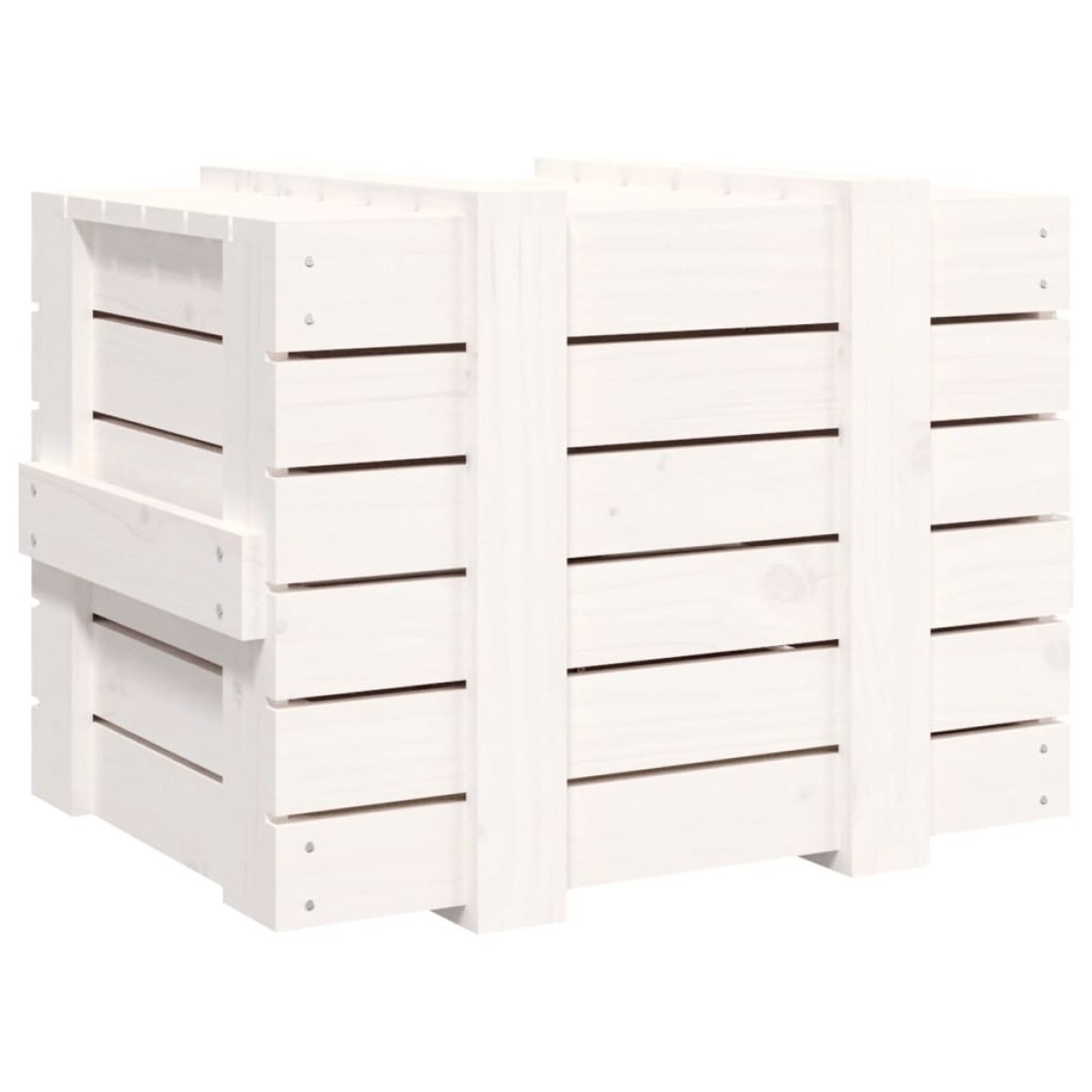 vidaXL Κουτί Αποθήκευσης Λευκό 58x40,5x42 εκ. από Μασίφ Ξύλο Πεύκου