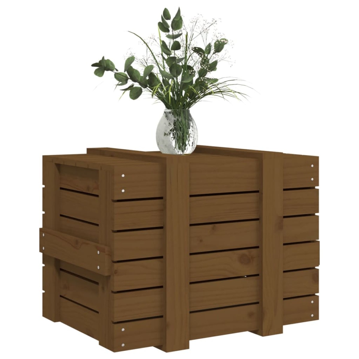 vidaXL Κουτί Αποθήκευσης Καφέ Μελί 58x40,5x42 εκ. Μασίφ Ξύλο Πεύκου