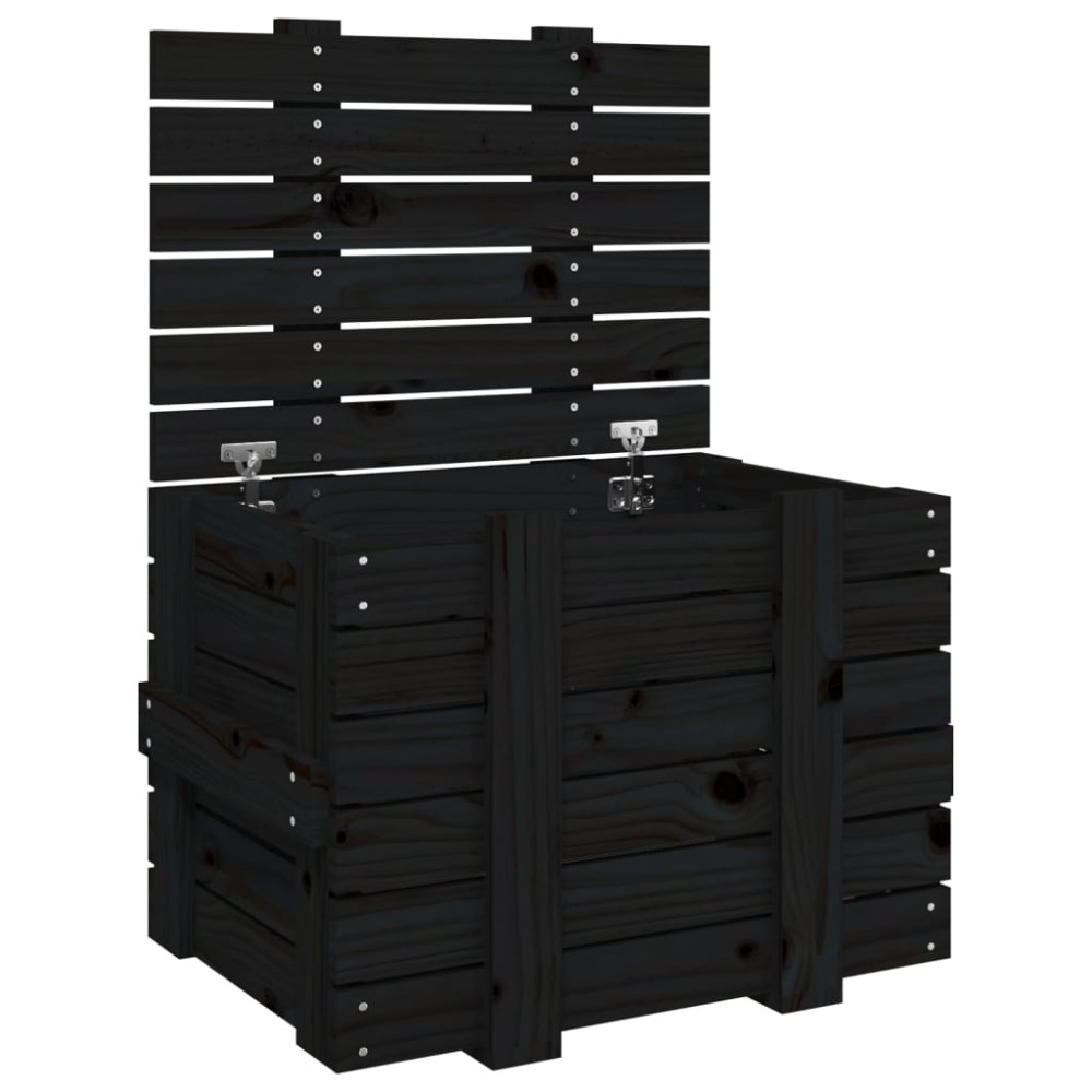vidaXL Κουτί Αποθήκευσης Μαύρα 58x40,5x42 εκ. Μασίφ Ξύλο Πεύκου